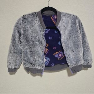 Gray And Purple Handmade Fleece Jacket